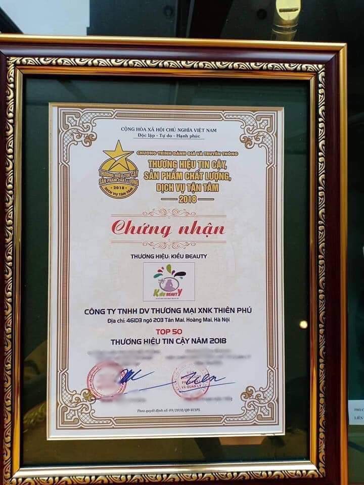 Thương hiệu Kiều Beauty của Lã Thúy Kiều còn lọt vào Top 50 Thương hiệu tin cậy năm 2018