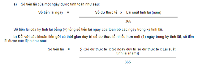 Cách tính lãi suất mới được áp dụng từ ngày 1/1/2018 tại BIDV.