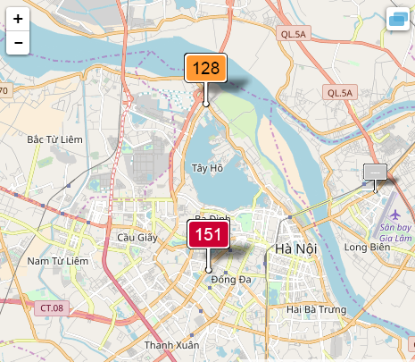 Chỉ số AQI tại khu vực Đại sứ quán Mỹ, Hà Nội lúc 8h sáng ngày 18/1 đo được là 166.