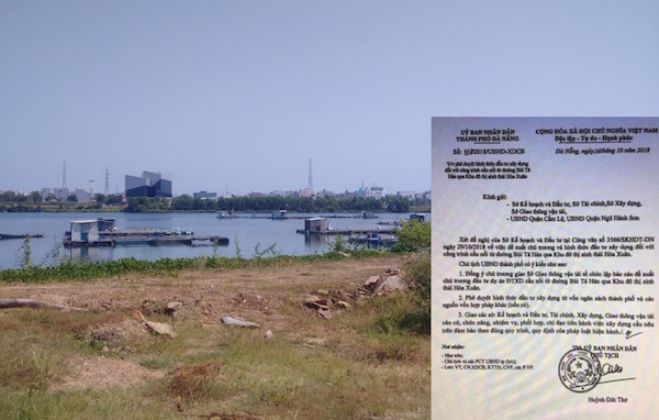 Khu vực đươc môi giới cho rằng sẽ xây cầu và văn bản giả mạo chữ ký của Chủ tịch UBND thành phố Đà Nẵng Huỳnh Đức Thơ tạo sốt đất ảo