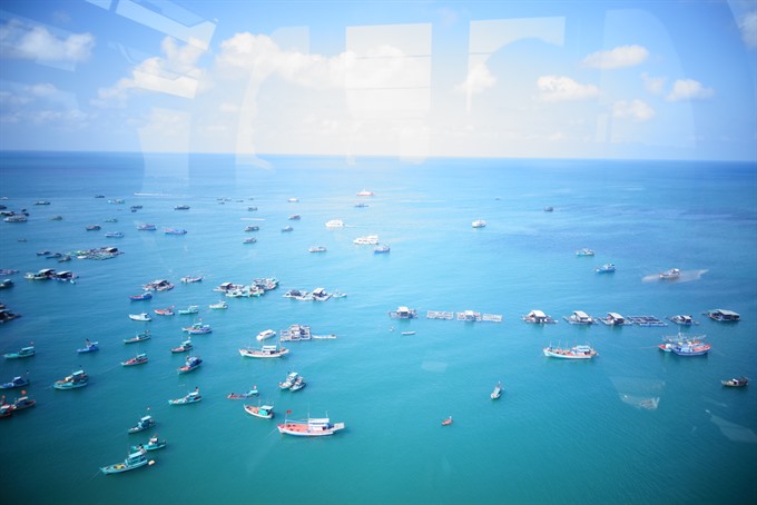 A view of the sea area off Phu Quoc Island from the Hon Thom cable car system. (Photo: VNA)