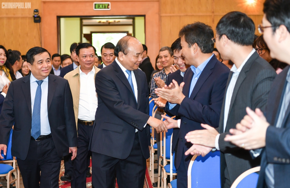 PM Nguyen Xuan Phuc had a working session with leaders of the MPI. (Photo: VGP)