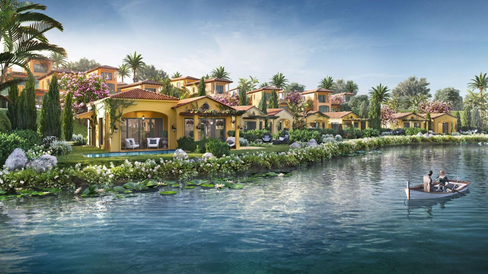 Villas of the project are designed in the Spanish renaissance architecture style.