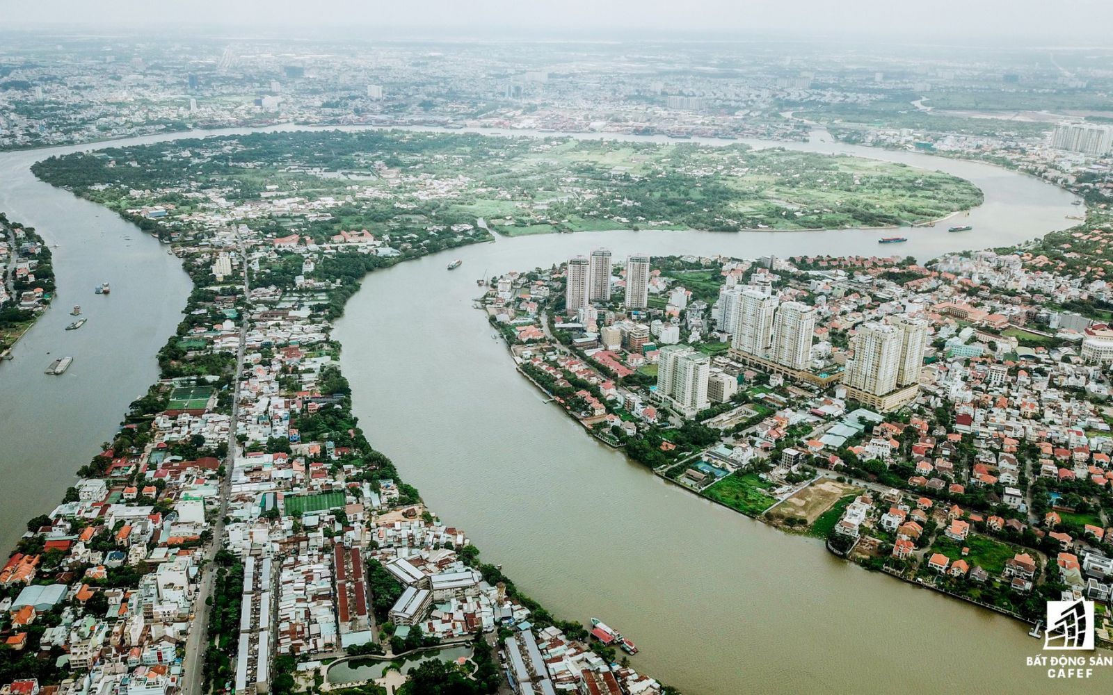 An aerial view of Binh Quoi - Thanh Da peninsula, HCMC. (Photo: cafef)