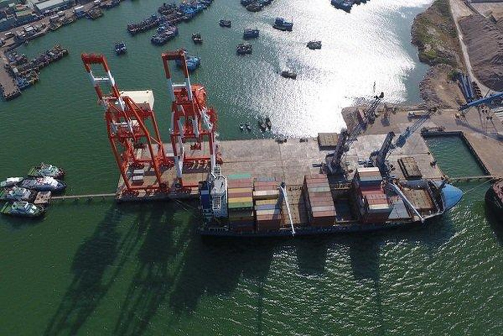 An aerial view of a container vessel at a local port. (Photo: TL)