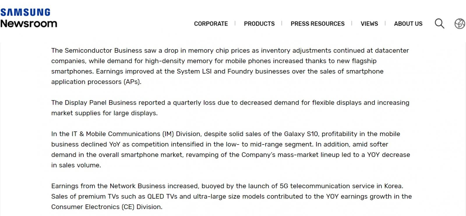 A gloomy quarter for most Samsung’s units.