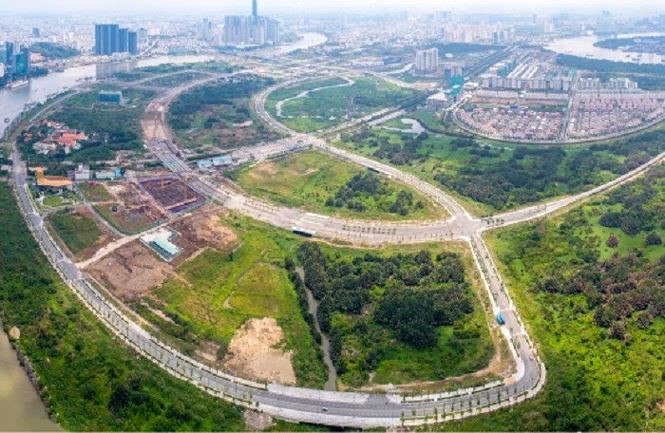 HCMC will auction nine land lots, part of the Thu Thiem New Urban Area project. (Photo: Kien thuc)