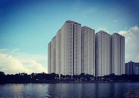 A view of HH Linh Dam Urban Area, which violated its approved plans by adding extra floors, Ha Noi's Hoang Mai District. 