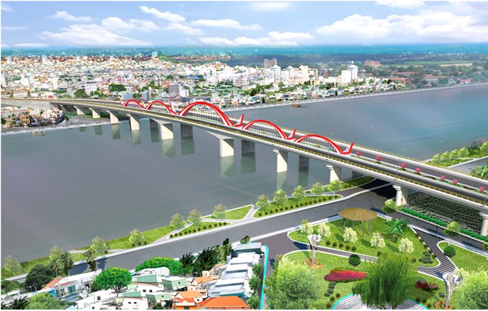 An artist's impression of Quang Trung bridge in Can Tho province.
