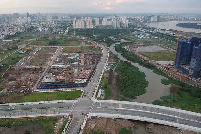 An aerial view of the Thu Thiem New Urban Area development project in HCMC’s District 2. The city will put up for auction the rights to use 15 land lots of the project. (Photo: Thanh Hoa)