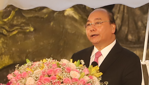Thủ tướng Nguyễn Xuân Phúc phát biểu tại buổi lễ. Ảnh: Lê Hoàng.