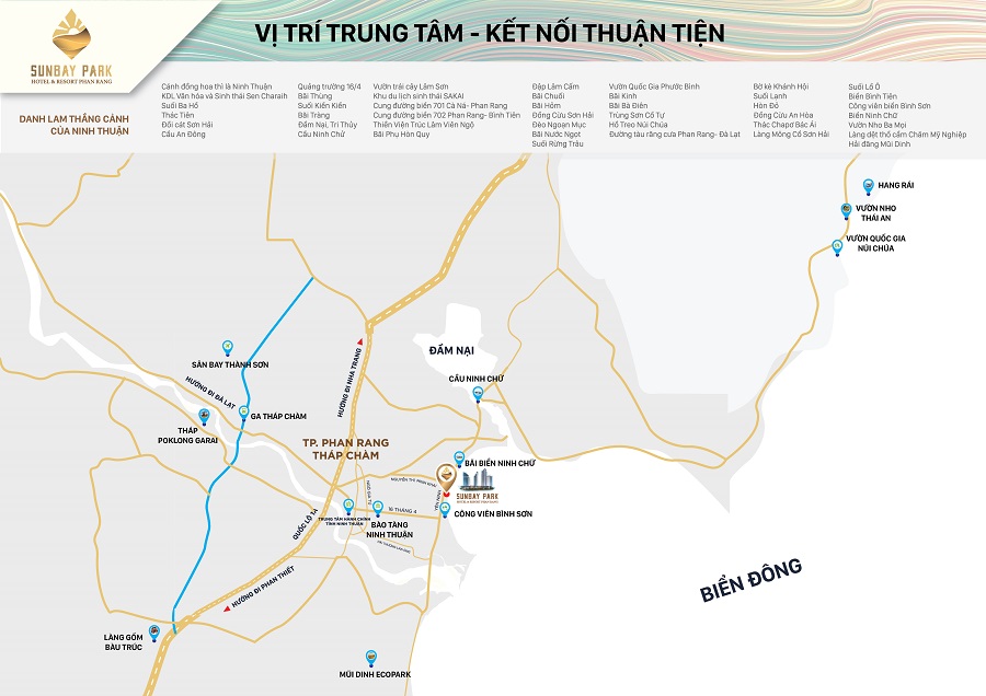 Vị trí của SunBay Park Hotel & Resort Phan Rang thuận lợi cho mọi hành trình khám phá.