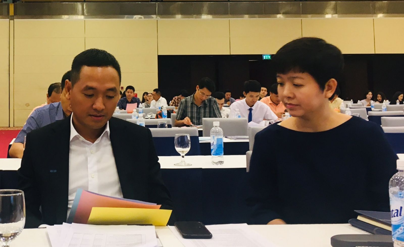 Ông Nguyễn Văn Tuấn và bà Đỗ Thị Phương Lan - 2 ứng viên được nhóm Gelex đề cử vào HĐQT. Ảnh: Lê Hải.