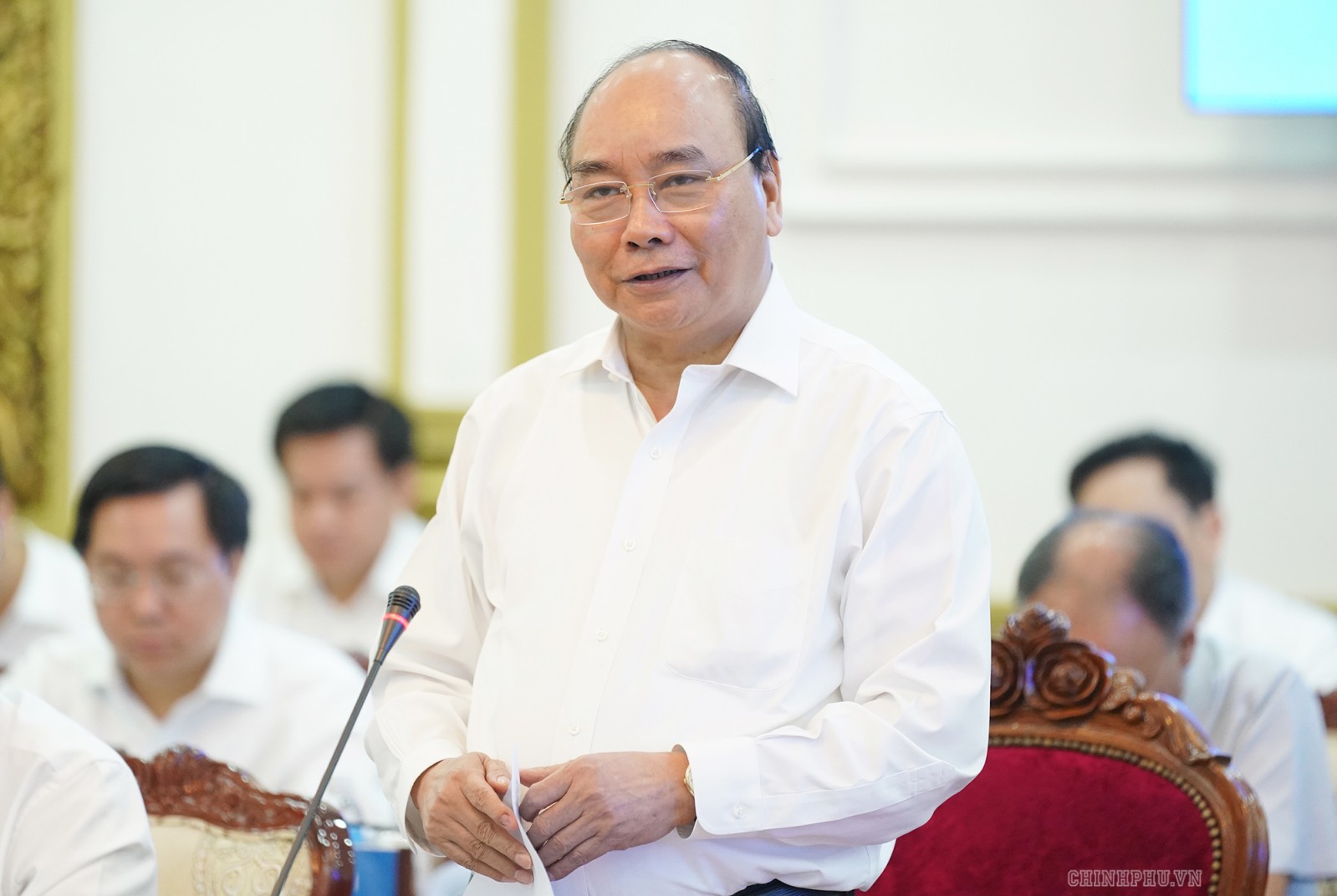 Thủ tướng Nguyễn Xuân Phúc phát biểu tại buổi làm việc. Ảnh: VGP/Quang Hiếu