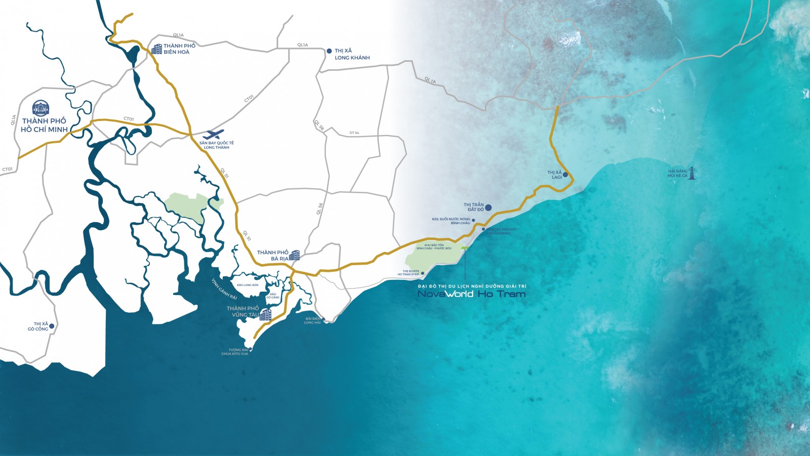 NovaWorld Hồ Tràm quy hoạch trải dài theo cung đường ven biển đẹp nhất Việt Nam.