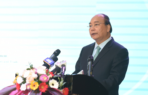 Thủ tướng Nguyễn Xuân Phúc phát biểu tại Hội nghị phát triển bền vững Đồng bằng sông Cửu Long thích ứng với biến đổi khí hậu năm 2017 tại Cần Thơ - Ảnh: VGP/Quang Hiếu