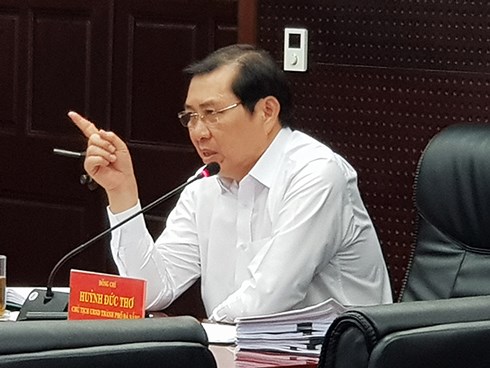Chủ tịch UBND TP. Đà Nẵng Huỳnh Đức Thơ phát biểu tại cuộc họp (Ảnh: HC)