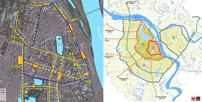Tư vấn nội, ngoại bố trí dày đặc điểm đỗ xe vào khu vực nội thành, mâu thuẫn với định hướng quy hoạch phân 3 vùng hạn chế phương tiện đi vào thành phố.