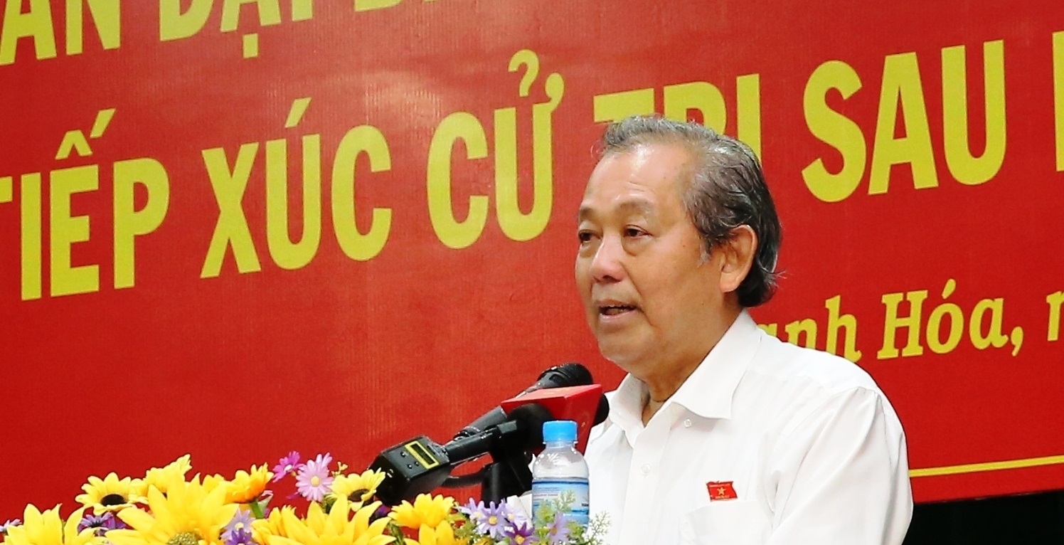Phó Thủ tướng Thường trực Chính phủ Trương Hòa Bình phát biểu tại buổi tiếp xúc. Ảnh: VGP/Mạnh Hùng
