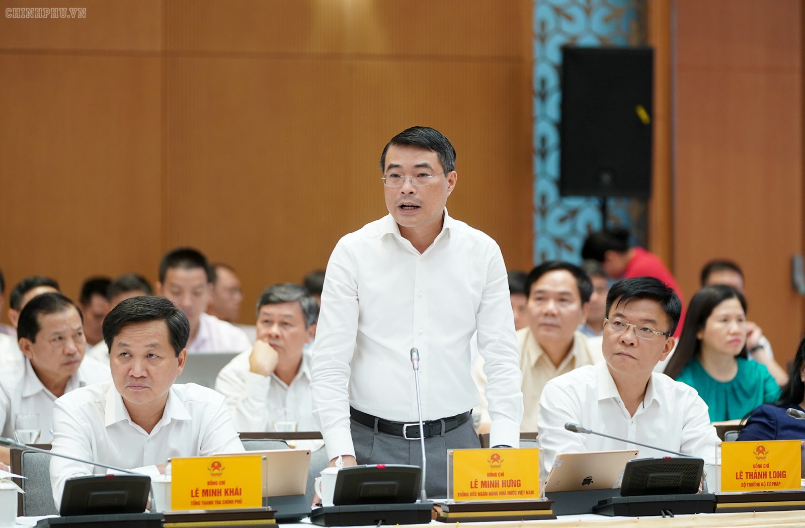 Thống đốc NHNN Lê Minh Hưng phát biểu. Ảnh: VGP/Quang Hiếu
