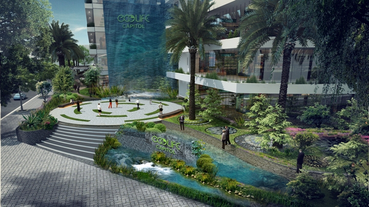 Ecolife Capitol được thiết kế như một tòa tháp xanh 3 tầng xanh cơ bản bao quanh dự án.