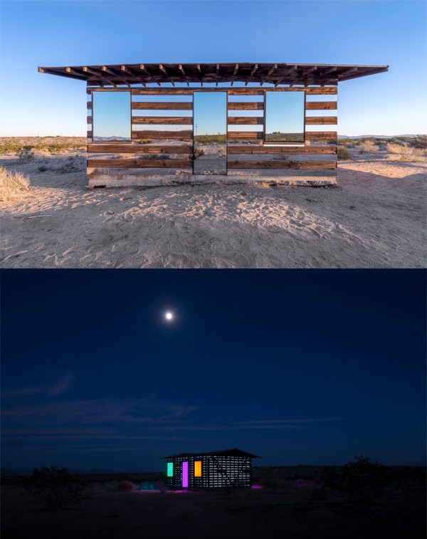 Ngôi nhà này nằm ở California, Mỹ. Tuy trông đơn giản nhưng khi mặt trời đã lặn, màn đêm buông xuống thì ngôi nhà này sẽ trở nên màu mè, nổi bật giữa màn đêm.