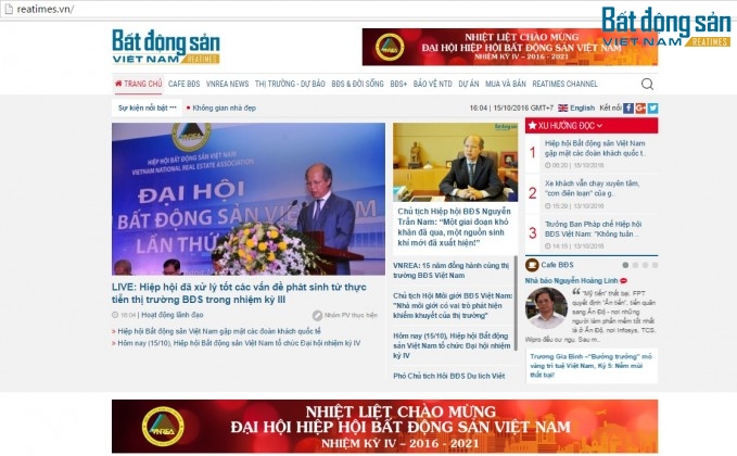 Giao diện trang chủ Tạp chí điện tử Bất động sản Việt Nam.