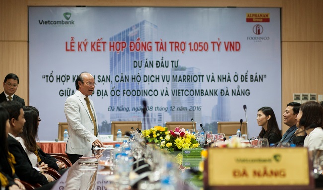 Ông Lê Diệp – Giám đốc Vietcombank Đà Nẵng phát biểu tại Lễ ký kết.