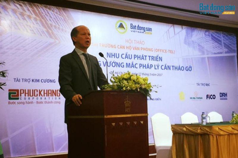 ông Nguyễn Trần Nam, nguyên Thứ trưởng Bộ Xây dựng, Chủ tịch Hiệp hội BĐS Việt Nam phát biểu khai mạc Hội thảo.