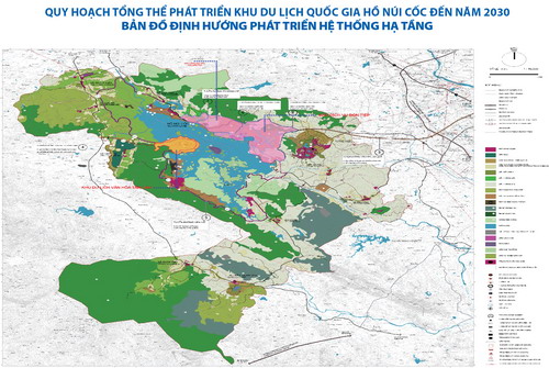 Quy hoạch tổng thể phát triển Khu du lịch Quốc gia Hồ Núi Cốc đến năm 2030, bản đồ định hướng phát triển hệ thống hạ tầng.