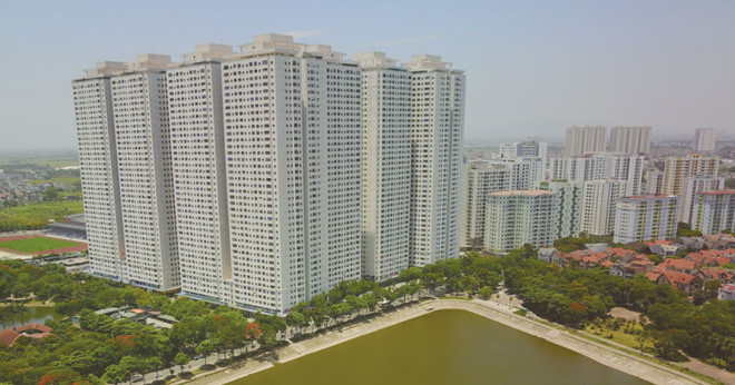 Mật độ xây dựng tại Khu đô thị Linh Đàm hiện nay khá dày đặc - Ảnh: Dũng Minh.