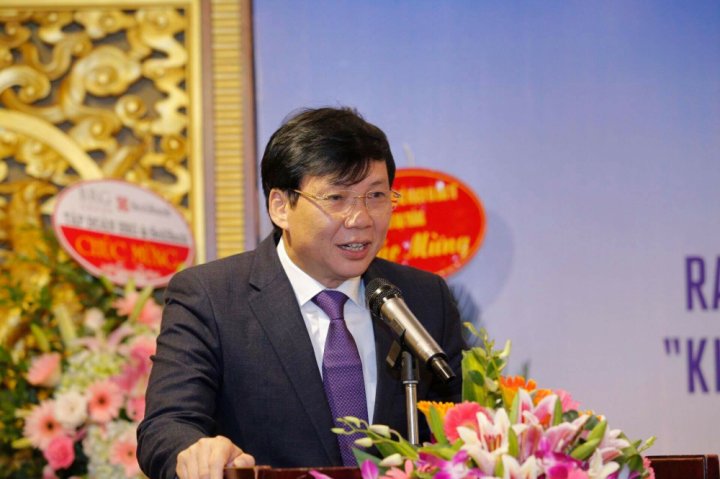 Ông Hồ Quang Lợi - Phó chủ tịch Thường trực Hội Nhà báo Việt Nam phát biểu tại buổi lễ.