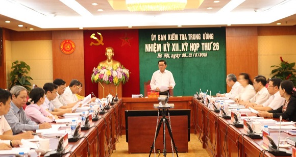 Từ ngày 28 đến 30/5/2018, tại Hà Nội, Ủy ban Kiểm tra Trung ương đã họp kỳ 26.