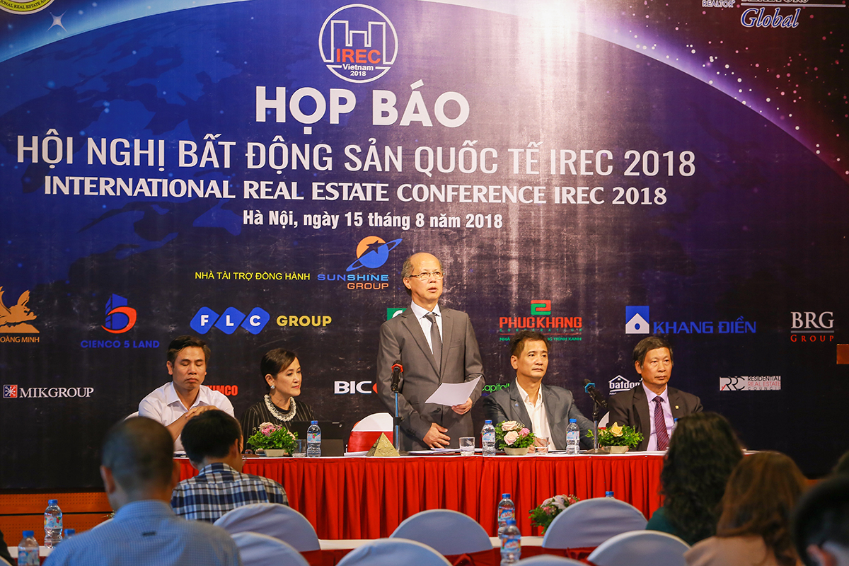 Quang cảnh Họp báo, thông tin về Hội nghị Bất động sản Quốc tế IREC 2018.