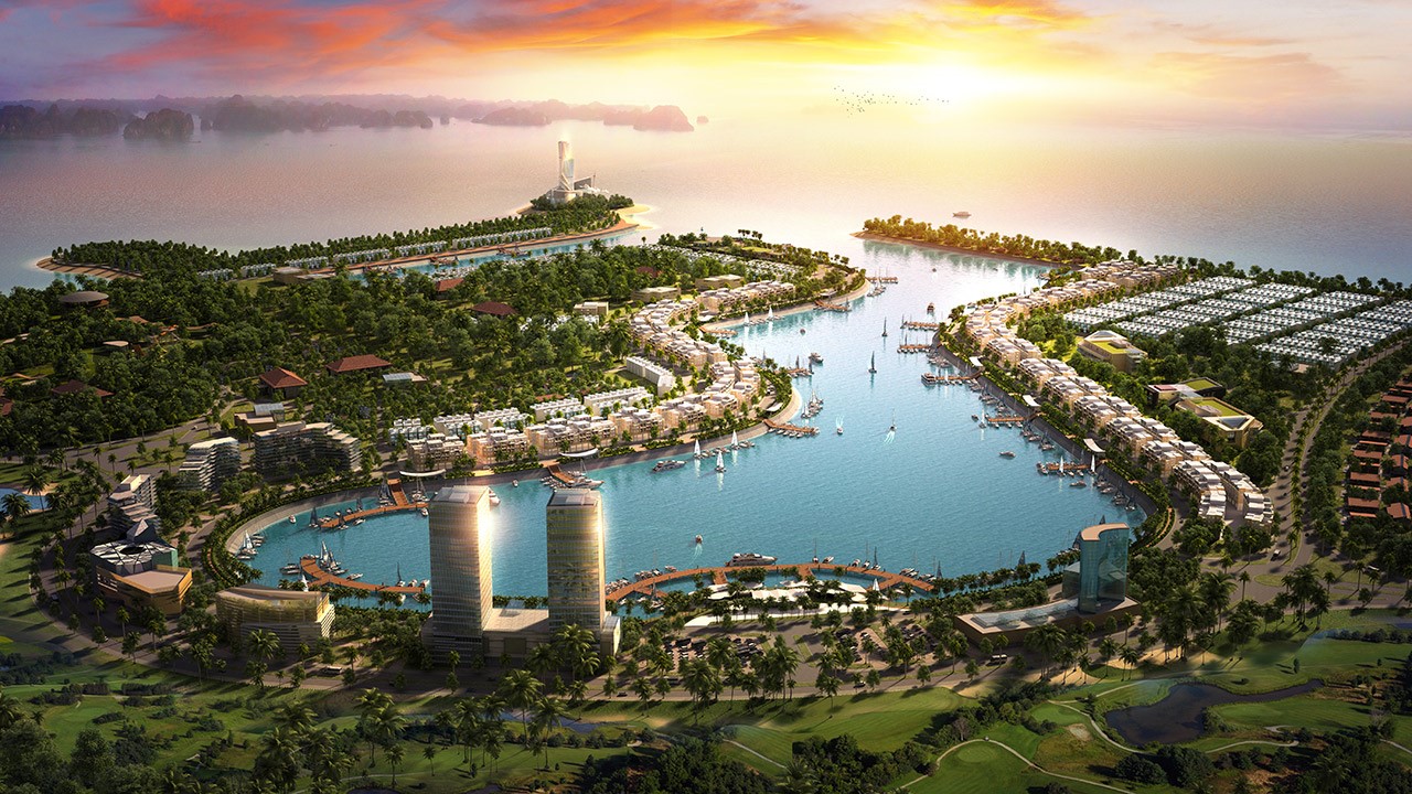 Tổng quan dự án Tuần Châu Marina với thiết kế ôm trọn vịnh Ngọc Châu, dẫn lối mở ra di sản thế giới.