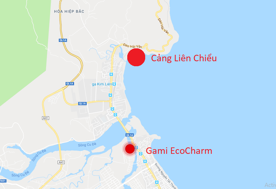 Vị trí dự án xây dựng cảng Liên Chiểu và dự án Gami EcoCharm