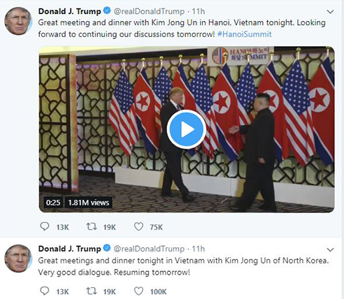 Nội dung đăng tải trên tài khoản Twitter của Tổng thống Donald Trump.