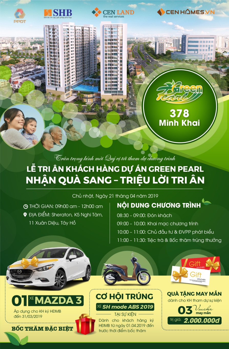 “Nhận quà sang – triệu lời tri ân” cùng Green Pearl 378 Minh Khai với quà tặng lên tới gần 1 tỷ đồng.