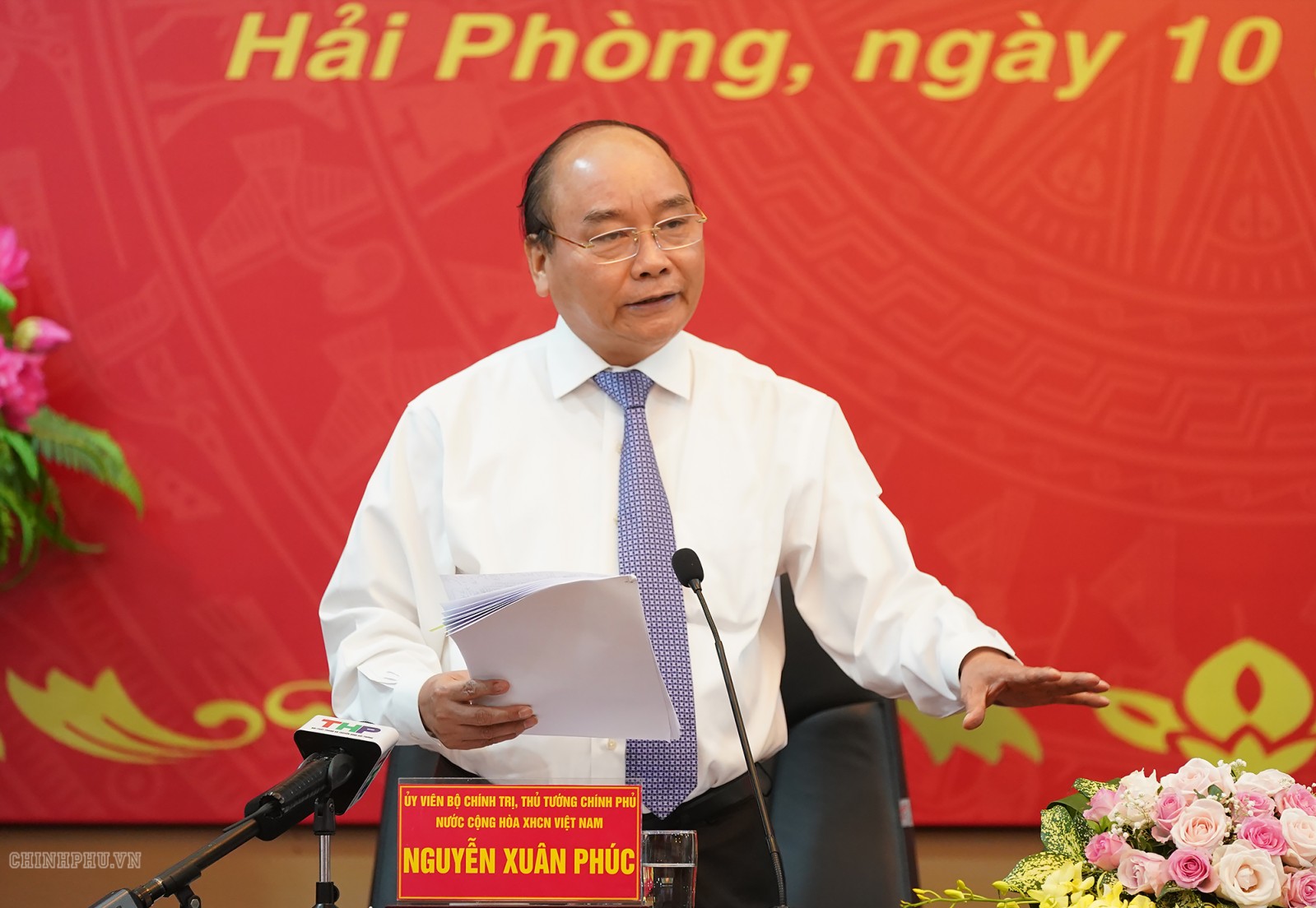 Thủ tướng phát biểu tại cuộc làm việc với Ban thường vụ Thành ủy Hải Phòng. Ảnh: VGP/Quang Hiếu