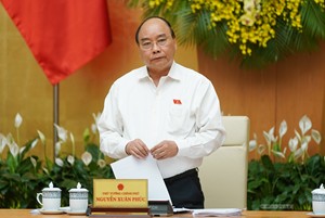 Thủ tướng Nguyễn Xuân Phúc phát biểu kết luận phiên họp Chính phủ thường kỳ tháng 5/2019. Ảnh: VGP/Quang Hiếu