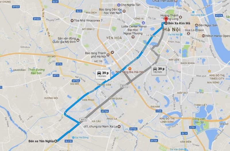 Lộ trình tuyến buýt nhanh BRT số 1 nằm trên hành lang giao thông vốn thường xuyên xảy ra ùn tắc. Ảnh: Google Maps.  