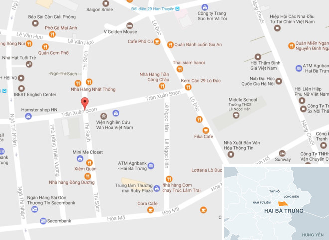 Hà Nội triển khai đỗ xe theo ngày chẵn lẻ trên phố Thi Sách. Ảnh: Google Maps.