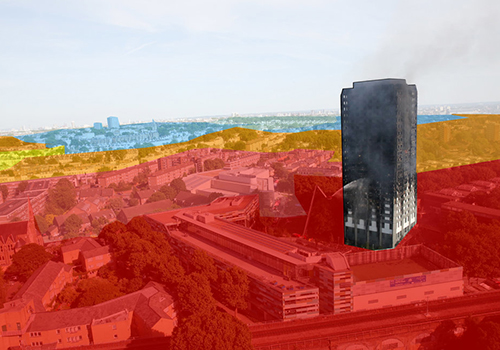 Dựa trên khảo sát của chính phủ năm 2015, tòa chung cư 24 tầng Grenfell nằm trong khu vực đánh dấu màu đỏ đậm tương trưng cho mức sống nghèo nhất. Ảnh: HuffPost
