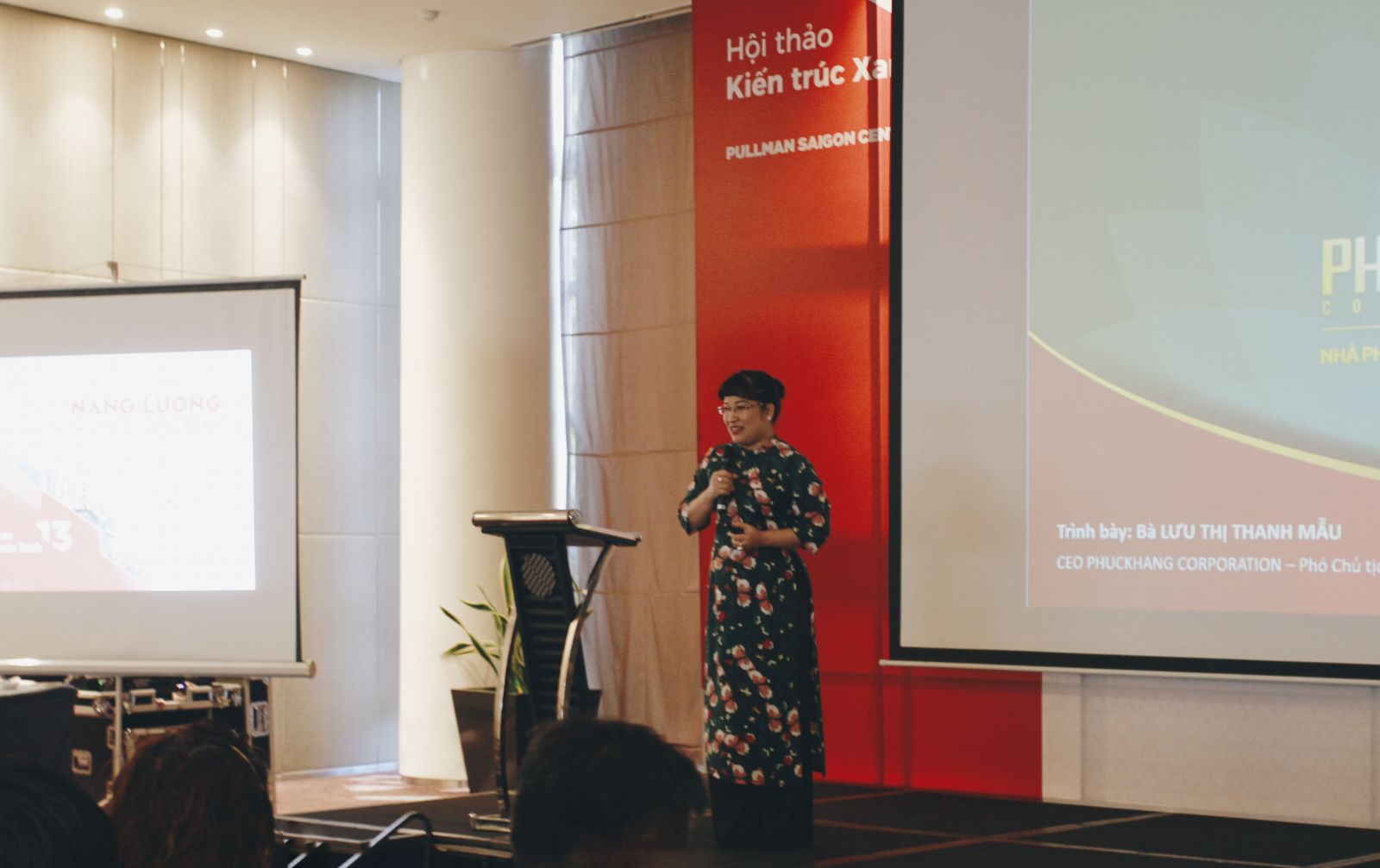Bà Lưu Thị Thanh Mẫu- TGĐ Phuc Khang Corporation lên chia sẻ những nhận định và kinh nghiệm thực tiễn trong vai trò Nhà phát triển BĐS xanh tiên phong phát triển CTX tại Việt Nam.