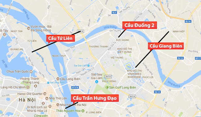 4 cây cầu mới trị giá gần 2 tỷ USD sắp xây tại Hà Nội.
