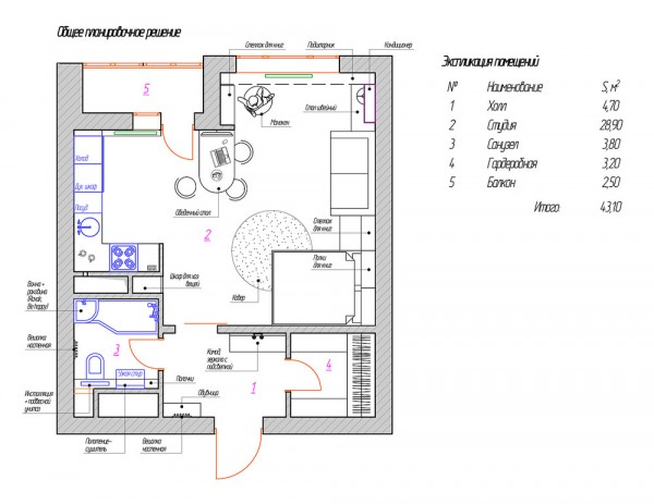 Mẫu thiết kế nội thất của căn hộ nhỏ hơn 50m2. Nguồn ảnh: Internet