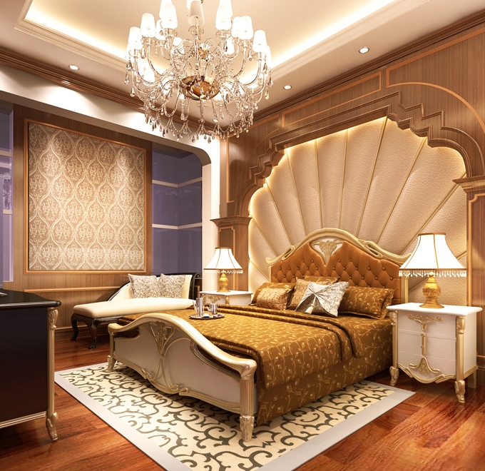 Phòng ngủ với mẫu nội thất phong cách hoàng gia điển hình