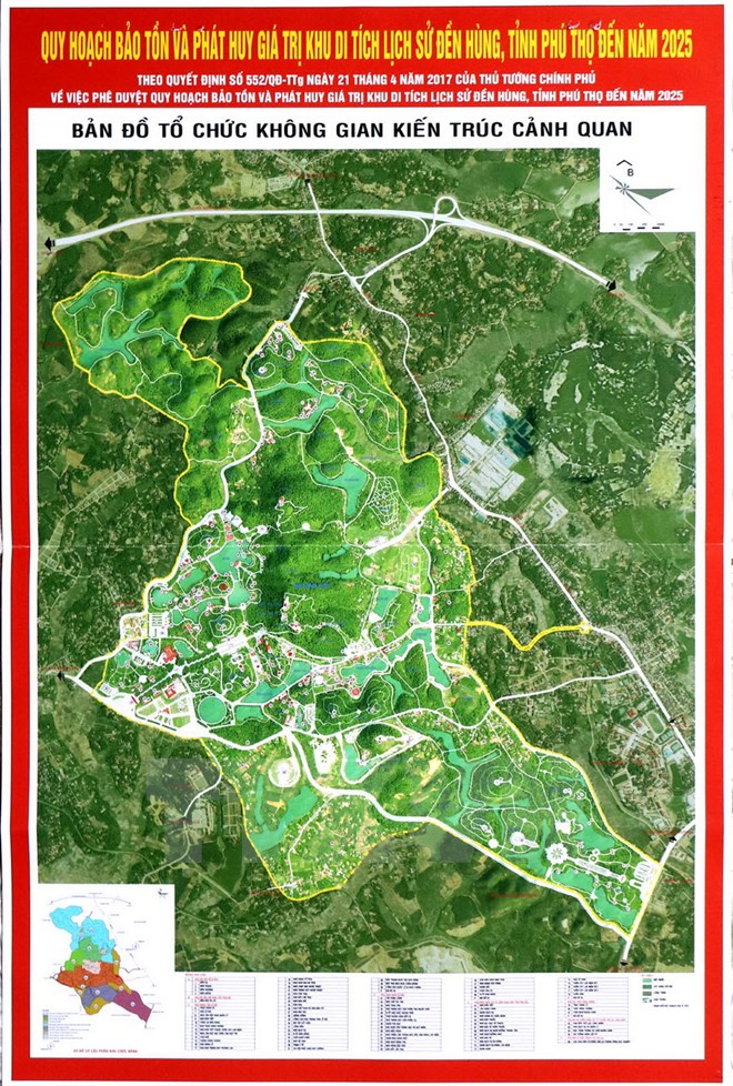 Bản đồ kiến trúc không gian kiến trúc cảnh quan khu di tích Đền Hùng đến năm 2025. (Ảnh: Trung Kiên/TTXVN)