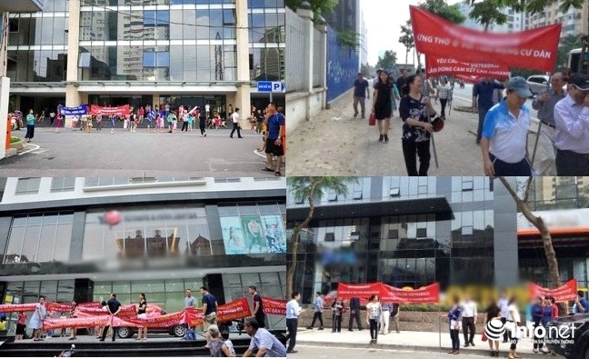  Hình ảnh cư dân căng băng rôn biểu tình tại một dự án bất động sản của Hà Nội. Nguồn: Infonet