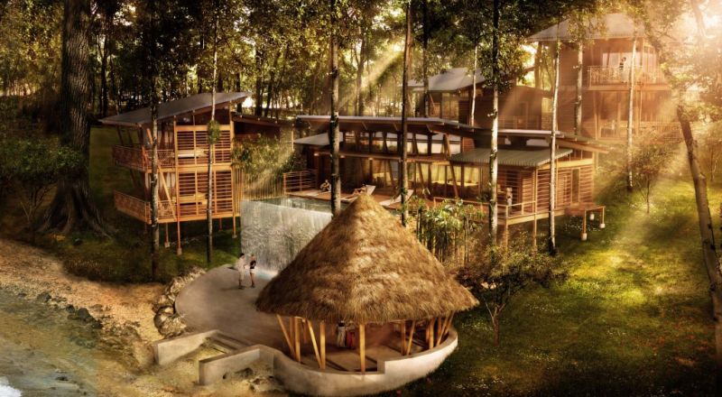 Những ngôi nhà nghiêng ngả của khu nghỉ dưỡng Isla Palenque
